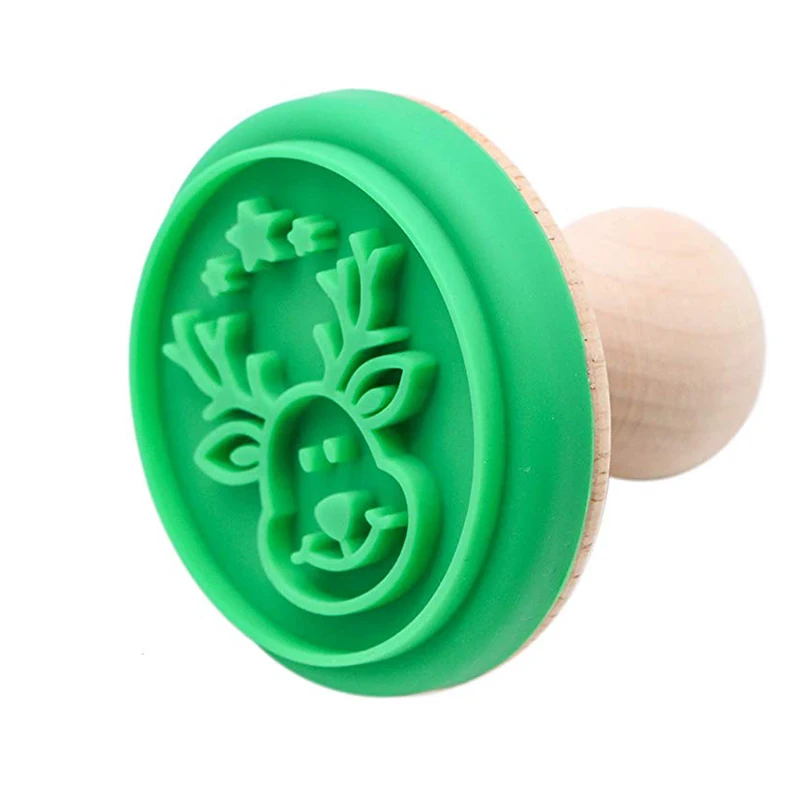 Custom silicone cookie stamp  wooden handle silicone cookie seal Halloween Thanksgiving Day biscuit stamp