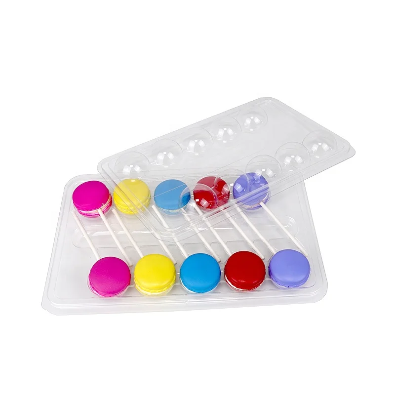 Wholesale Cake Pops Clear Plastic Blister Container Box 10 Cavities With Sticks Lollipop Candy Packaging Trays