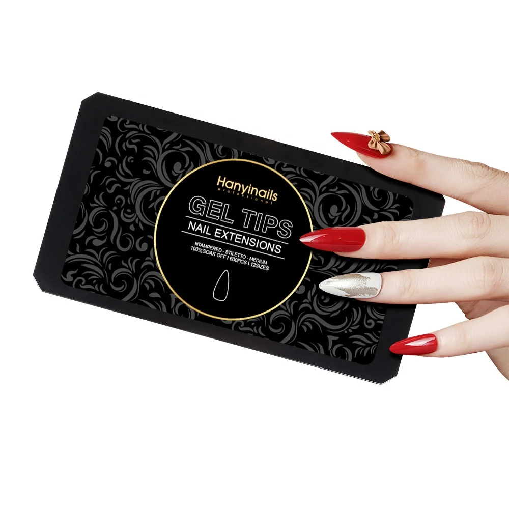 Hanyinails Wholesale Private Label False Nails Tips Set Coffin Square Press On Nails Artificial Fingernails Round