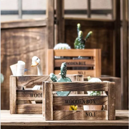 Fashion Customized Wood Storage Crate Bathroom Small Wood Crate Cosmetic Wooden Crate Box