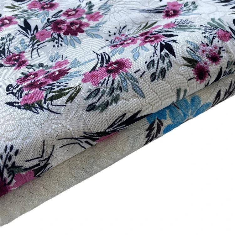 DTY спандекс жаккардовая с цветочным узором эластичная 95% поли одежда ткань