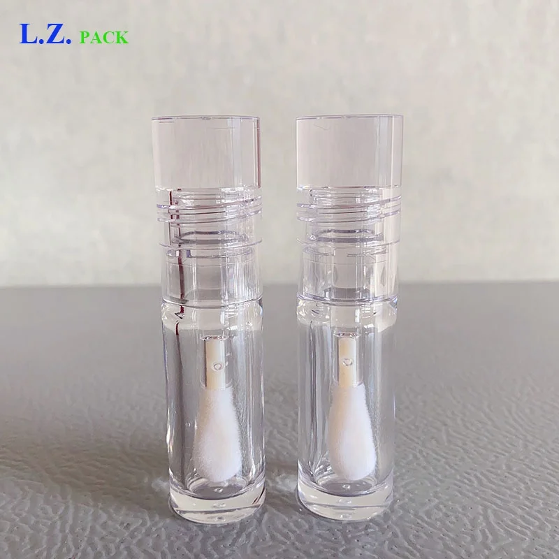LZ Pack Stock 100pcs Clear Crystal Liquid Lipstick Packaging Custom Logo 5ml Big Brush Lip Gloss Tubes With Big Wand