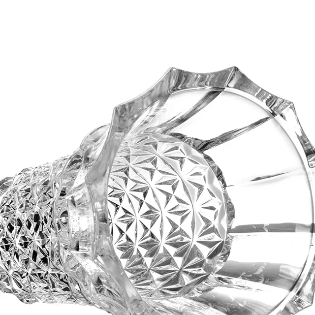 2025 Modern high end antique clear unique shape large mouth lead crystal glass vase