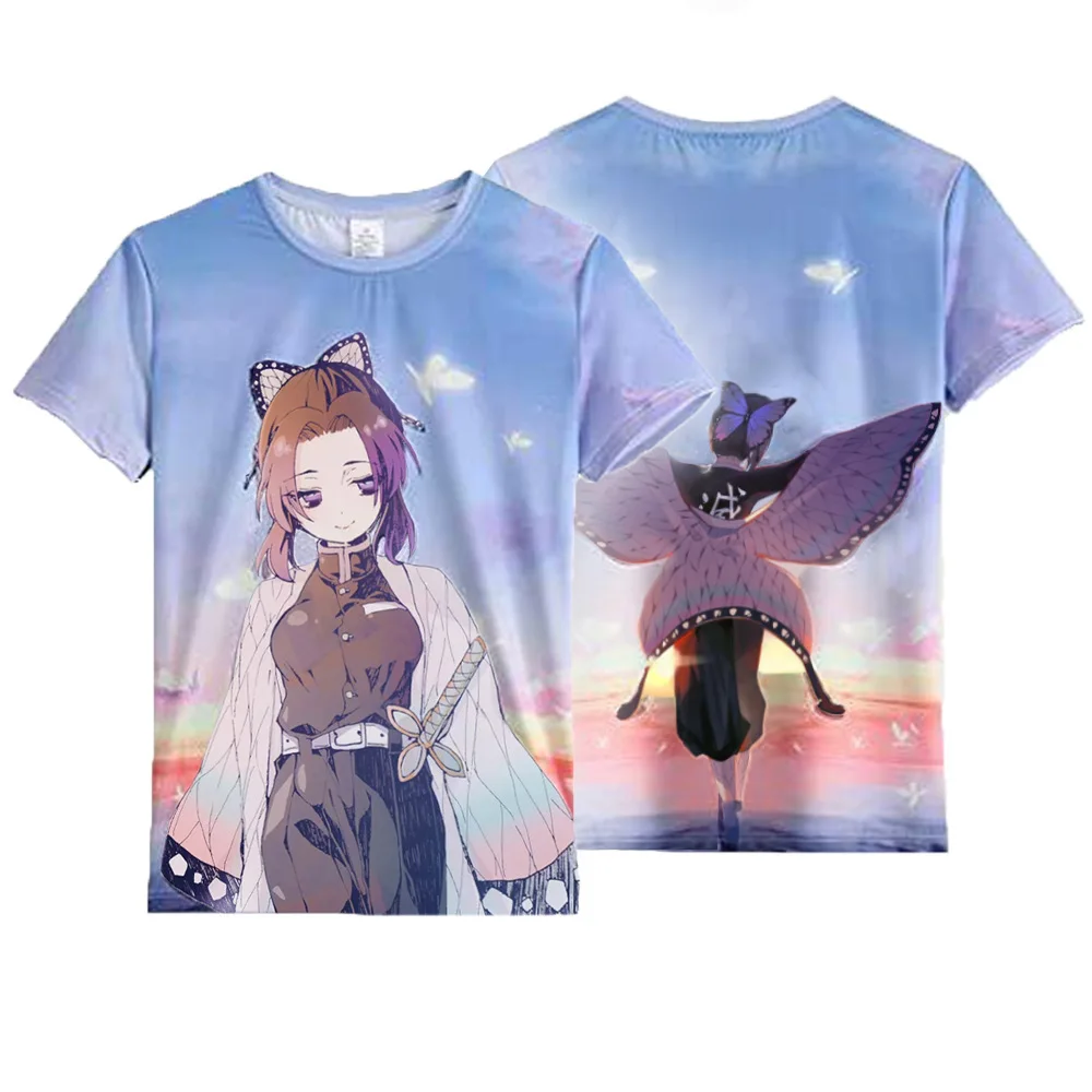 1-14 Years Old Cartoon Demon Slayer Print T-Shirts Boys Girls Summer Children Clothes 3D Printing Short Sleeve O-Neck Tops Tees