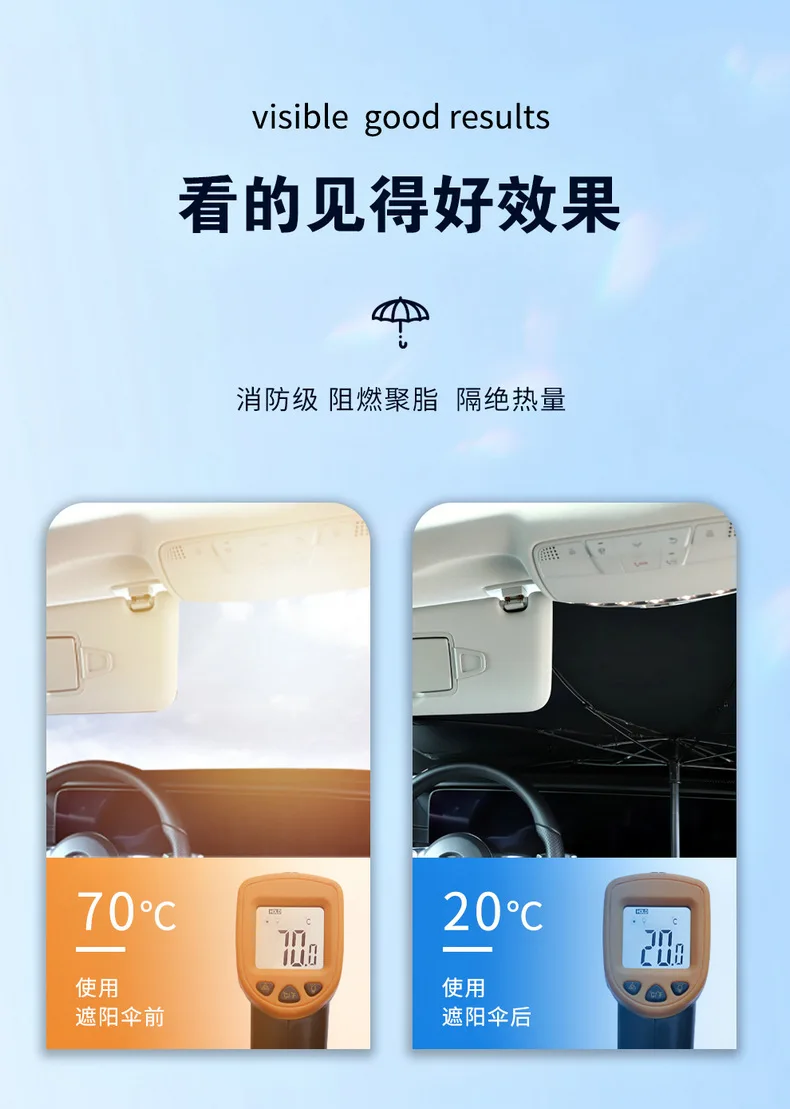 Hot sale car titanium silver cloth sunshade car heat insulation sunshade windshield folding retractable umbrella for car