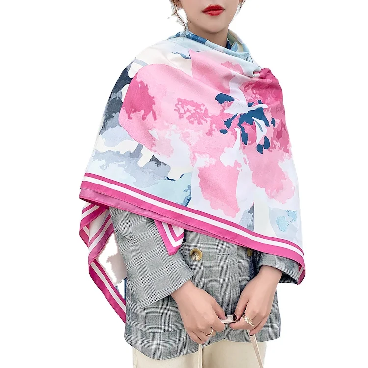 Классический китайский стиль 130 см квадратная шелковая туристическая шаль шарф подарок для девушки