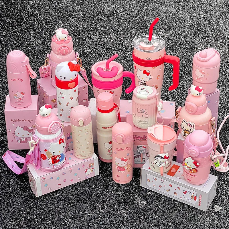 Children Kawaii Cartoon Insulated Thermos Gourde Leak Proof 500ml Vacuum 304 Stainless Steel Pink Blank Hot Water Bottle