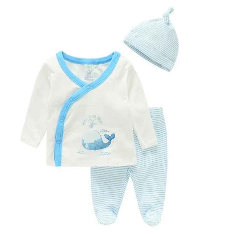 Newborn Infant Baby Boy Girl Clothes Long Sleeve Letter Romper Bodysuit Tops Cartoon Pants Hat Clothes Outfits Set