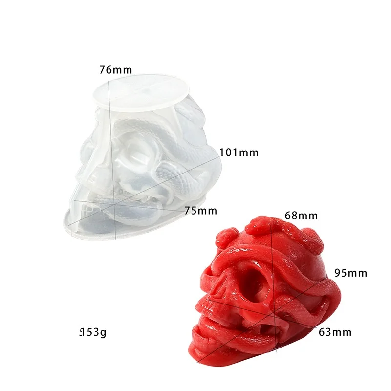 diy drop glue mold Halloween double snake skull silicone mold plaster candle ornaments mold
