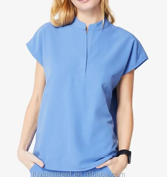 2021 New Style Nursing Scrub Hospital Uniforms Polyester Rayon Spandex Stretchy Fabric Medical Scrubs Set Nursing Clothing