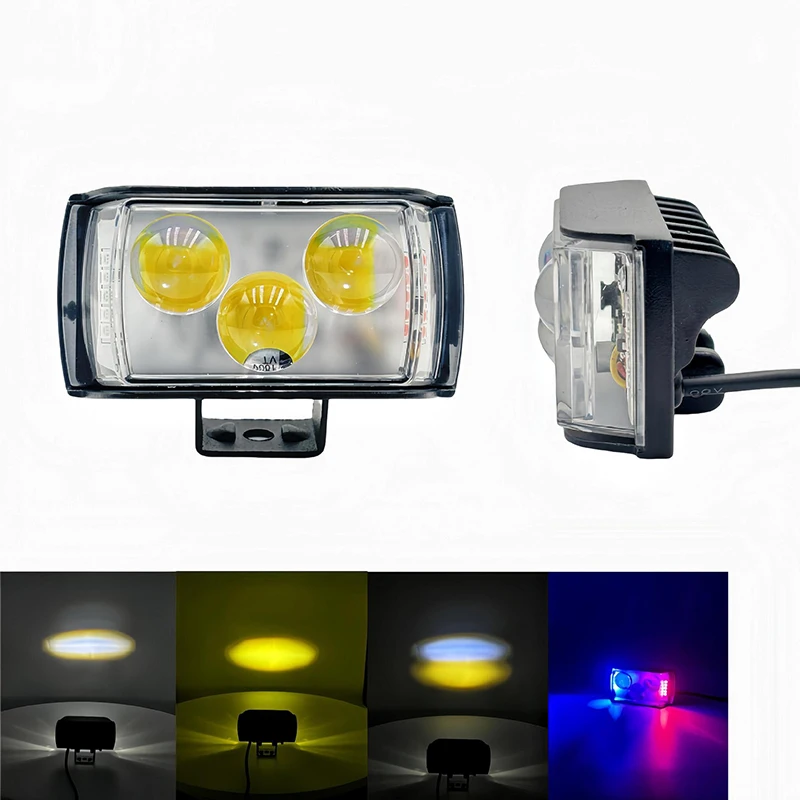 Colorful angel eye motorcycle spotlights three lens headlight driving work fog lamp bulb car truck lighting front light