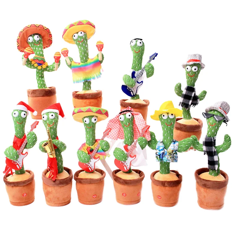 Wholesale Singing Talking Dancing Cactus Plush Repeat What You Say Music Light Up Baby Toys Gifts for Kids Toddlers