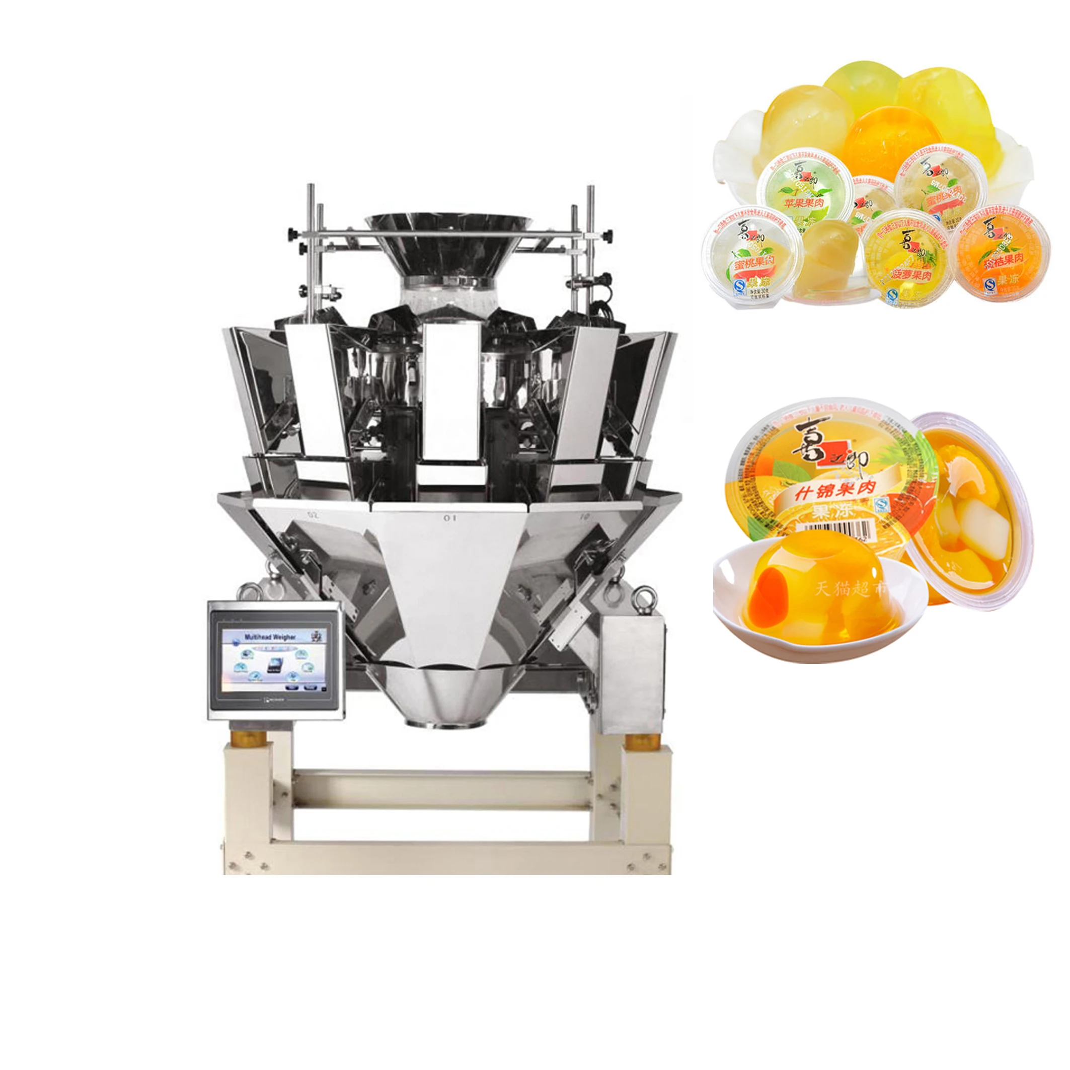 Factory Supplier Jelly Pudding Weighing 300g 500g 10 Heads Multihead Weigher Packaging Machine