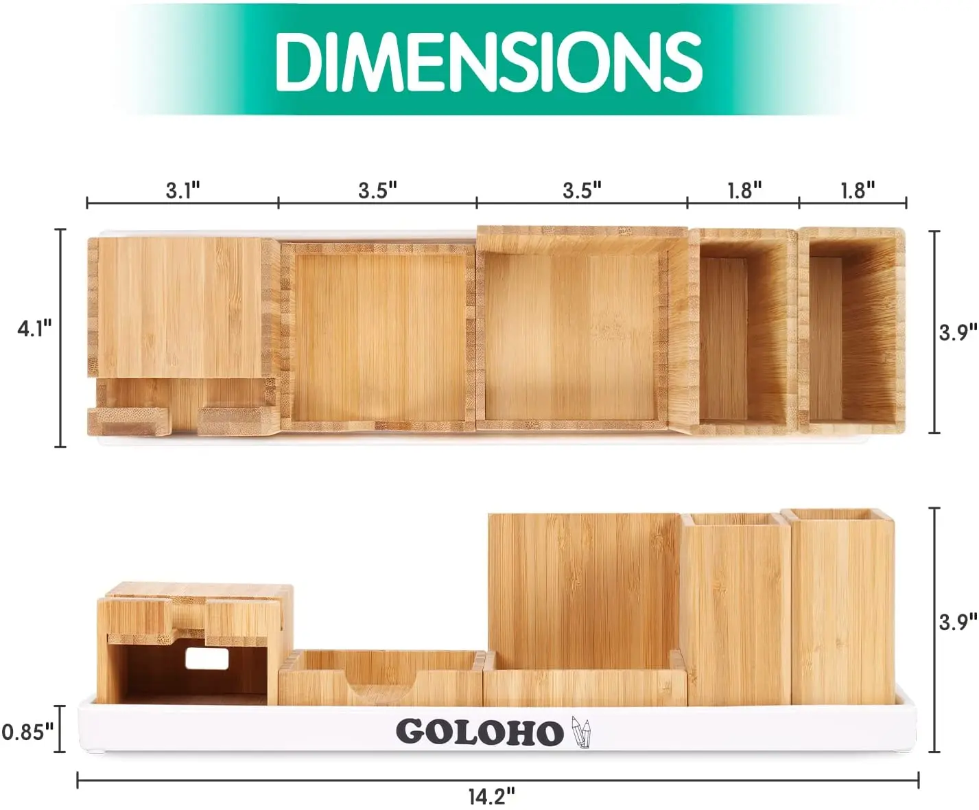 Multifunctional Bamboo Office Organizer Pen Holder Wood Desk Accessories Organizer For Keyboard Hider