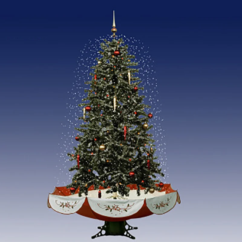 Christmas Decoration 74' Musical Snowing Artificial Christmas Tree with Red or Green Umbrella Base