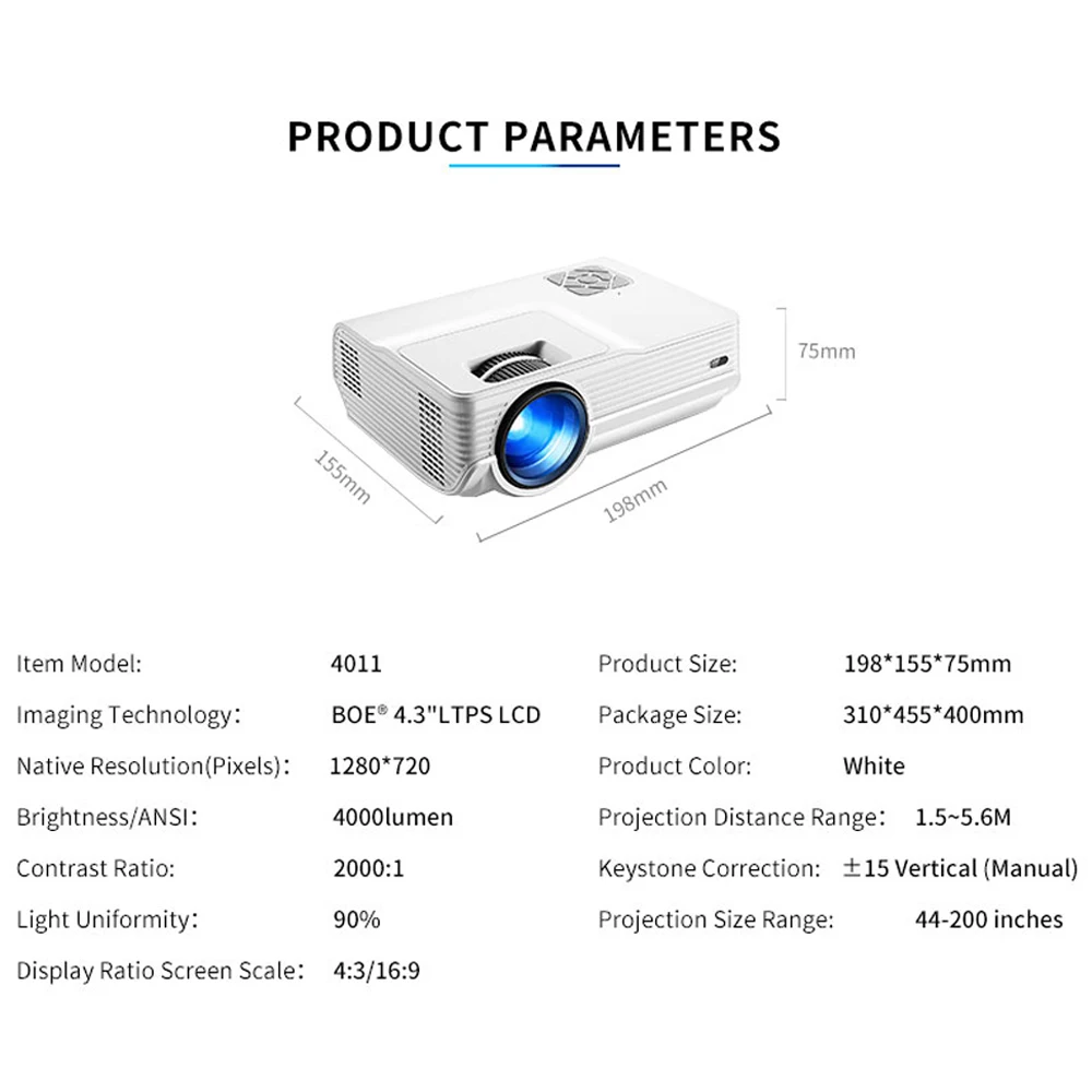 Top Picks 1080P 4K WiFi Smart Portable LED Digital Mini DLP Projector Beam for Home Video Movie Theater