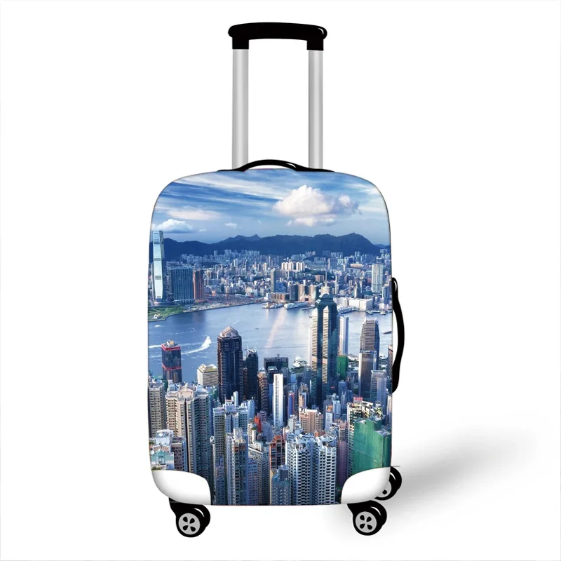 Luggage cover digital printing dust-proof splash-proof elastic trolley case protective sleeve, urban style travel case cover