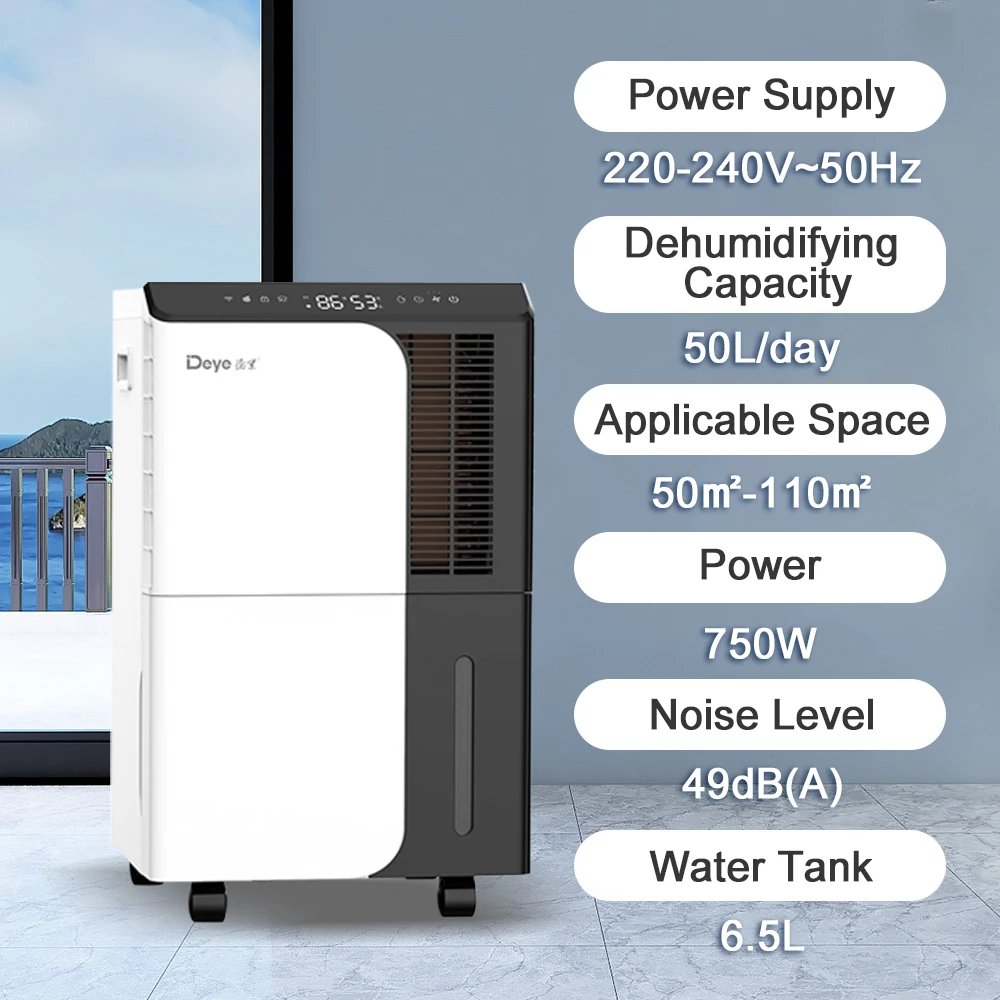 Deye DYD-D50C air conditioner dehumidifier 50L 100pints large room air dry dehumidifier with drain horse