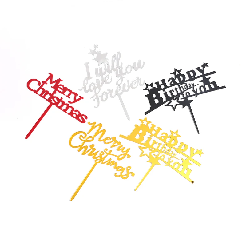 Новый акриловый Топпер для торта лазерной резки на День святого Валентина, День рождения, Рождество, акриловые топперы для торта