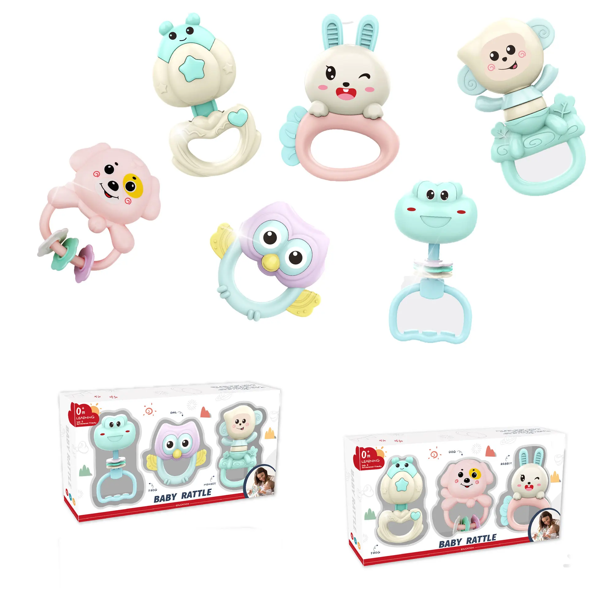 Rattle Toys for Baby Toys, Safe Toddler Newborn Toys for Early Education,Animal Shaker