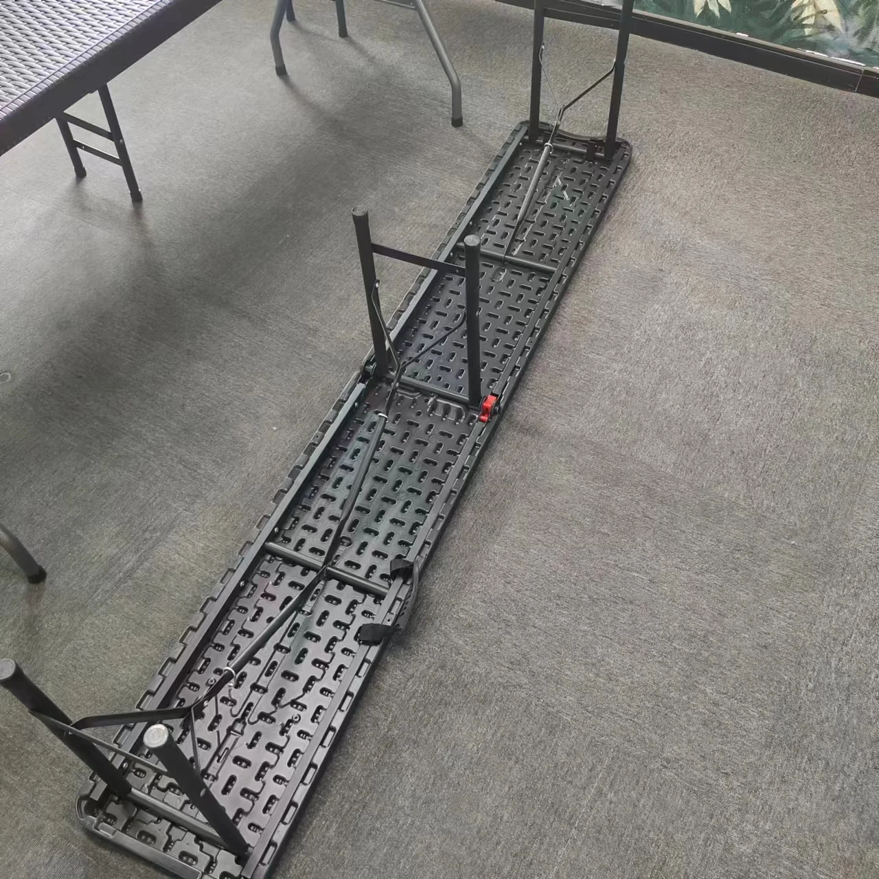 Plastic Black Folding Bench Outdoor Garden Foldable Camping Rattan Bench