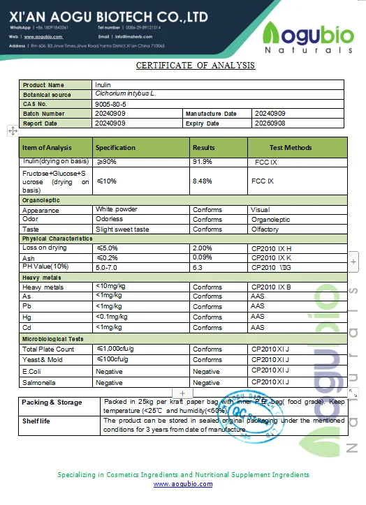 newest batch chicory root extract Inulin powder inulin 90% fast delivery large quantity in stock for sale