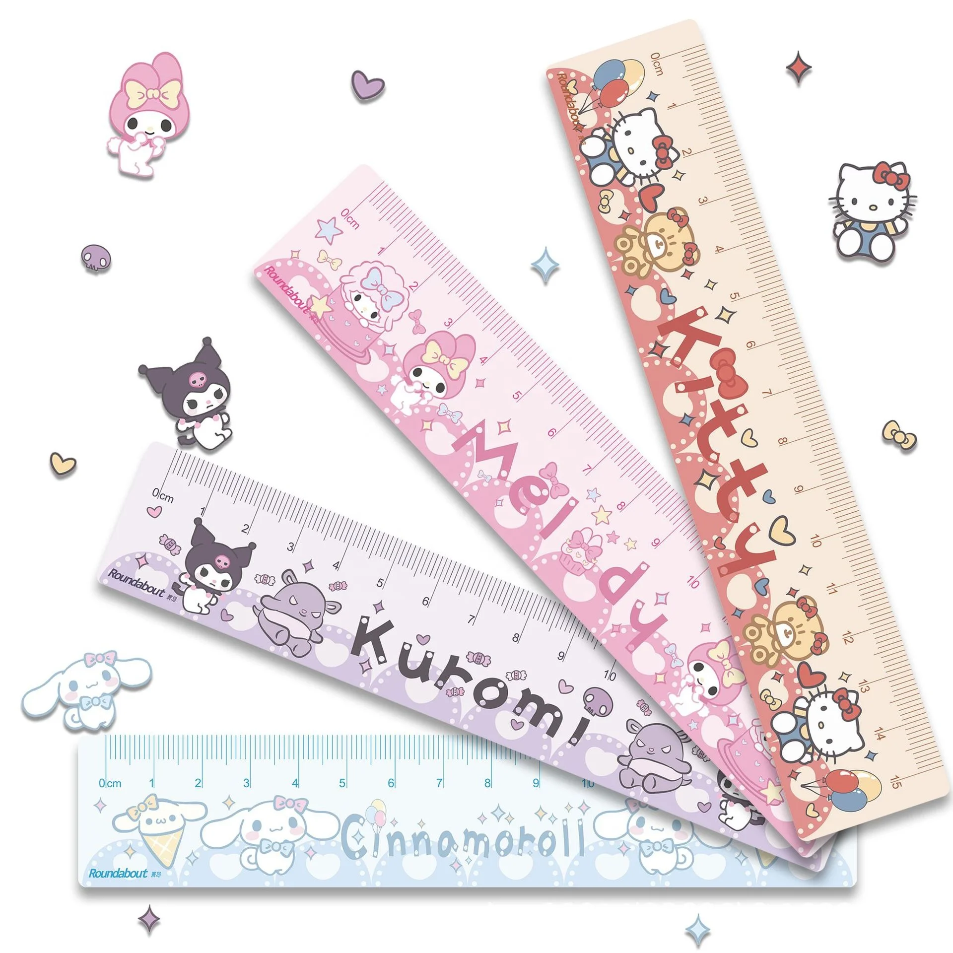 Cartoon cute kawaii character 15cm kids plastic acrylic rulers for girls