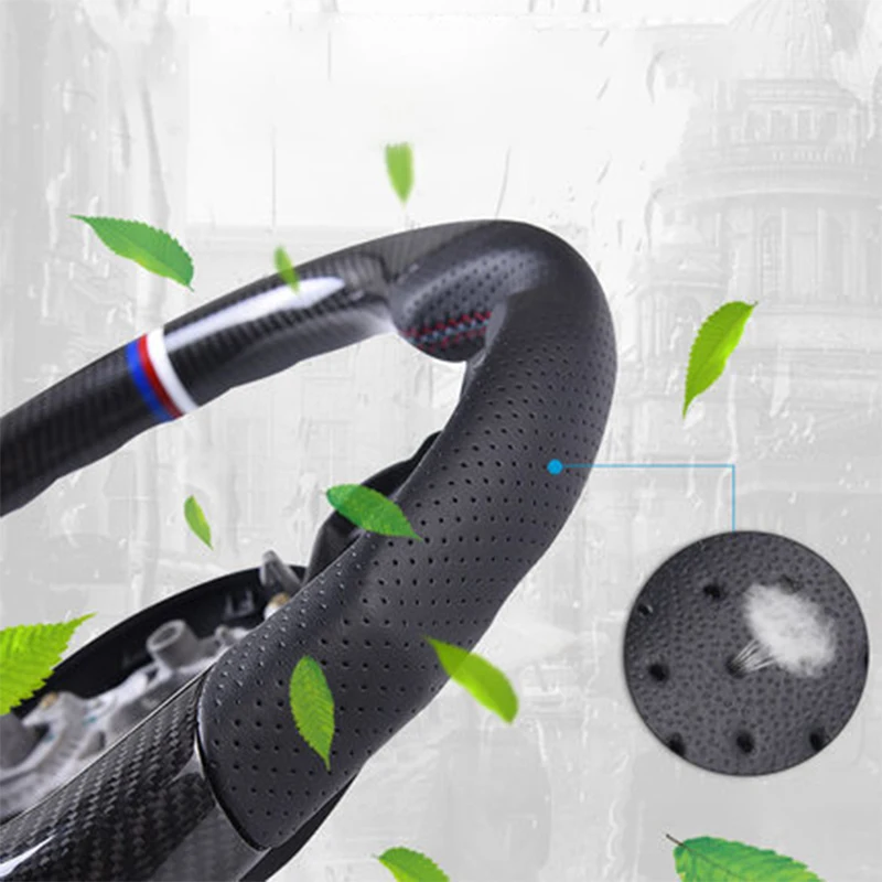 tantan  Real Carbon Fiber Steering Wheel Cover For F series Black and Red Color Available Factory Wholesale Interior Accessories