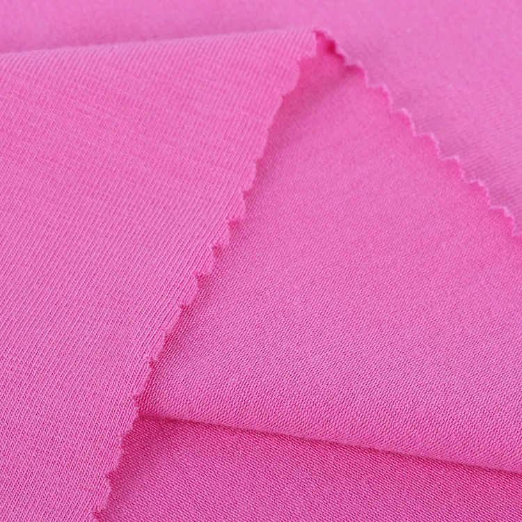 
High Quality Plain Pink Soft Cheap Summer Soft Stretchy 57% Cotton 38% Modal T Shirt Jersey Fabric Clothes 