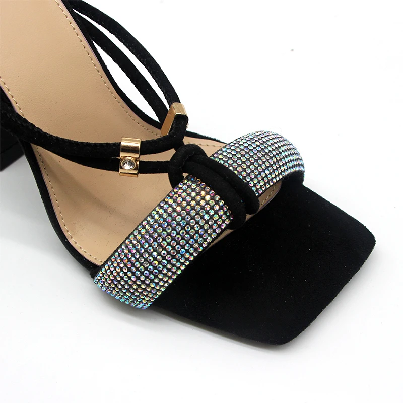 newest fashion Women strap High Heel square toe Mules Ladies Sexy Stiletto Heel Dress Party slippers