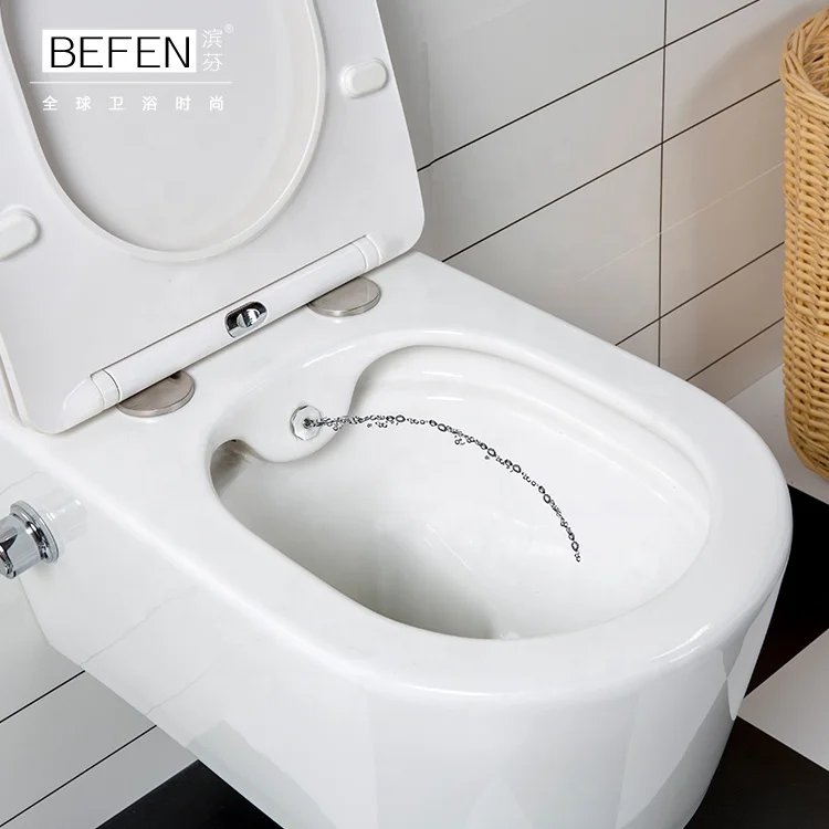 Домашняя Туалетная комната керамический безободковый настенный туалет с биде