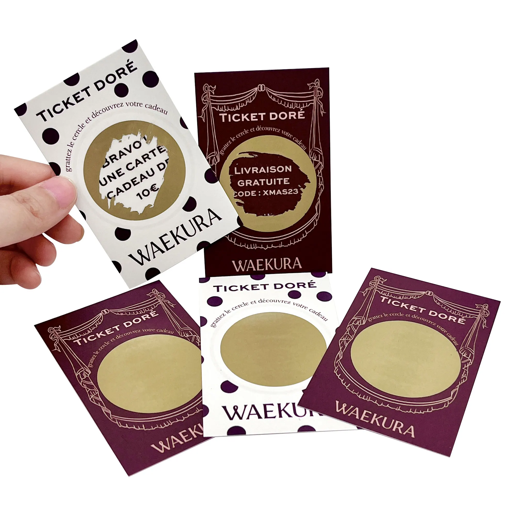 Free Design Wholesale Custom Eco friendly Paper  UV Scratch Off Win Lottery Card Printing