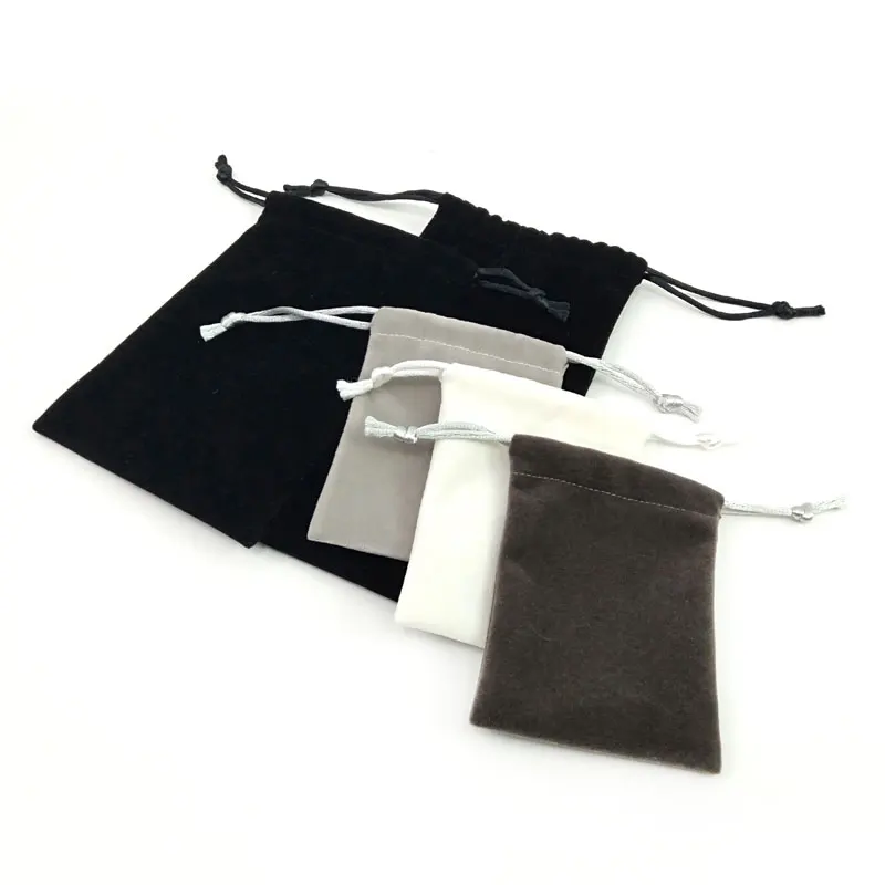 customized logo gold stamping hot foil drawstring bags velvet jewelry pouch