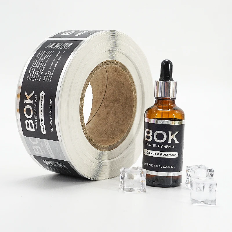 Custom Design Color Printed Waterproof Vinyl Gold Foil Brand Logo Essential Oil Packaging Label Sticker for Perfume Skincare