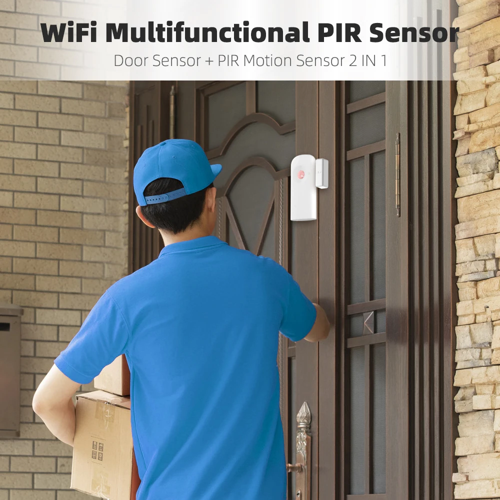2.4G Wifi Wireless Light On/Off Sensor Pir Motion Sensor Door Open Status Real-Time Push Notification Tuya App Easy Install