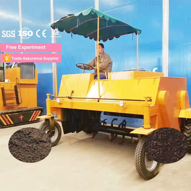 WINWORK Moving Type Compost Turner Machine for Cow Dung Chicken Manure Fermentation