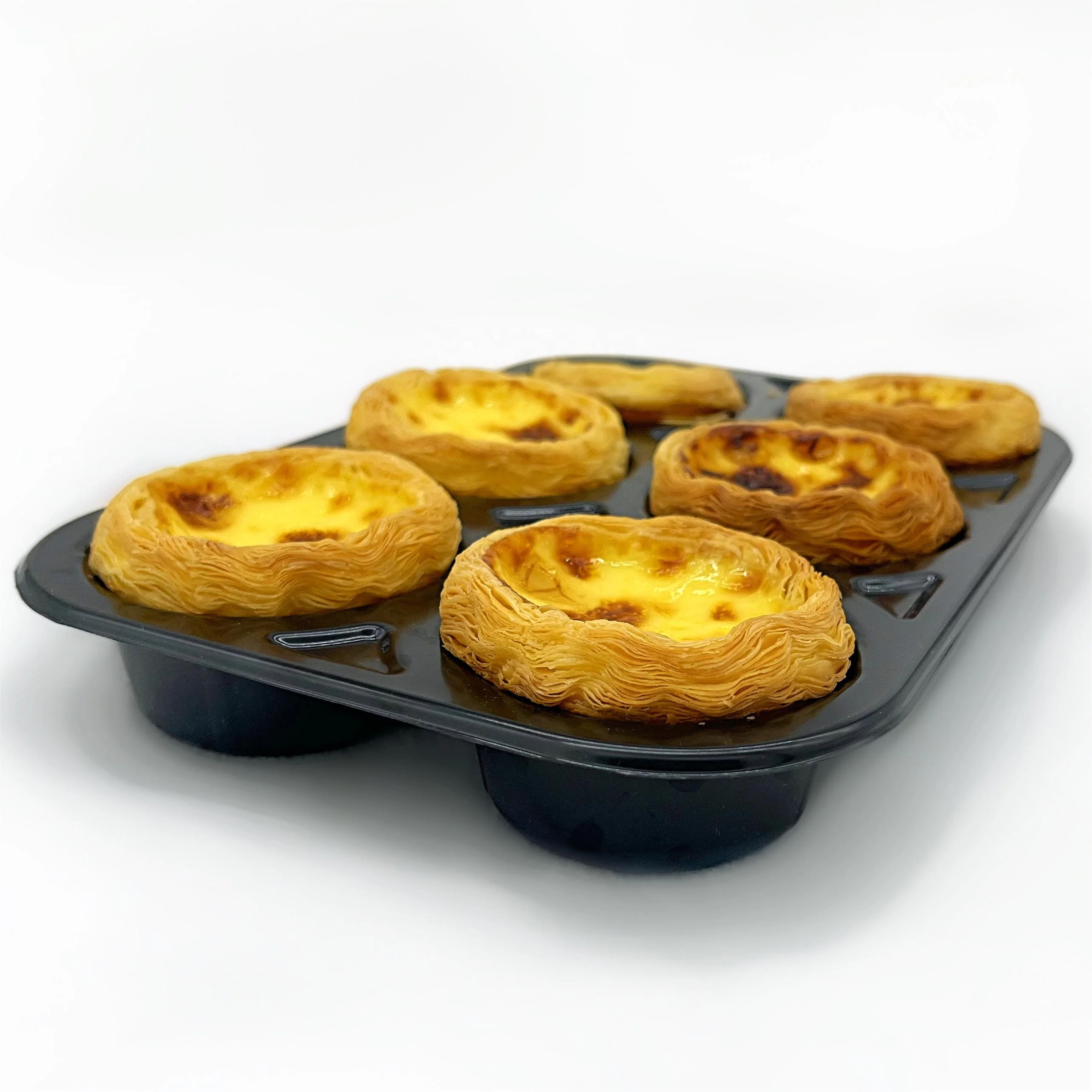 Recyclable CPET Oven Safe Egg Tart Tray Single Hole Plastic Plate Food Cheese Tart Bowls Custard Tarts for Cake Sushi Serving