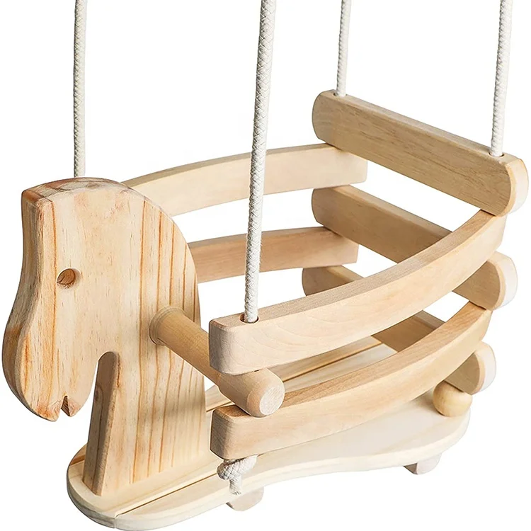 
perfect indoor or outdoor durable and beneficial Eco-Conscious Wooden Horse Toddler Swing Set 