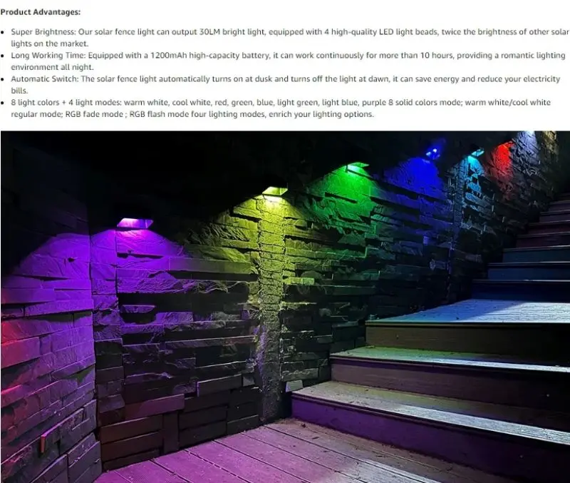 Solar Wall Lights Outdoor Decorative Garden Patio Household Rainproof Up and Down Glowing Outdoor Decorative Fence Lights