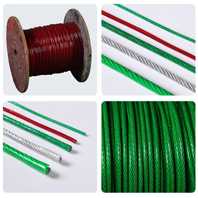factory for 1x7 7x7 7x19 316 ss wire nylon color pvc coated stainless steel rope cable