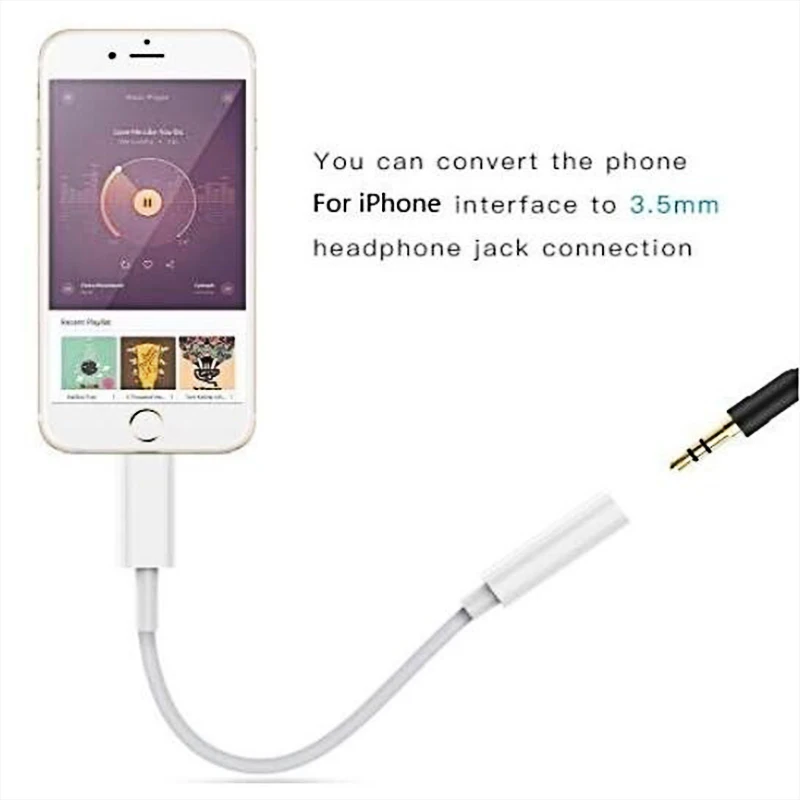 Portable 3.5mm audio splitter adapter cable for Phone 7/7P/8/8P/X 3.5mm function converter