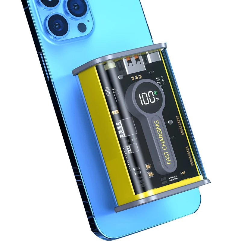 guangzhou type c battery charger transparente smart 10000mah power bank fast charging