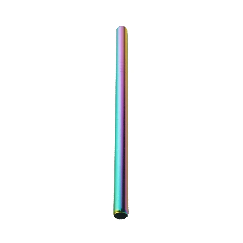 LOW MOQ Stainless Steel Smoothie Straws Wide Reusable Rainbow Metal Straws Fat Boba Straw for Bubble Tea