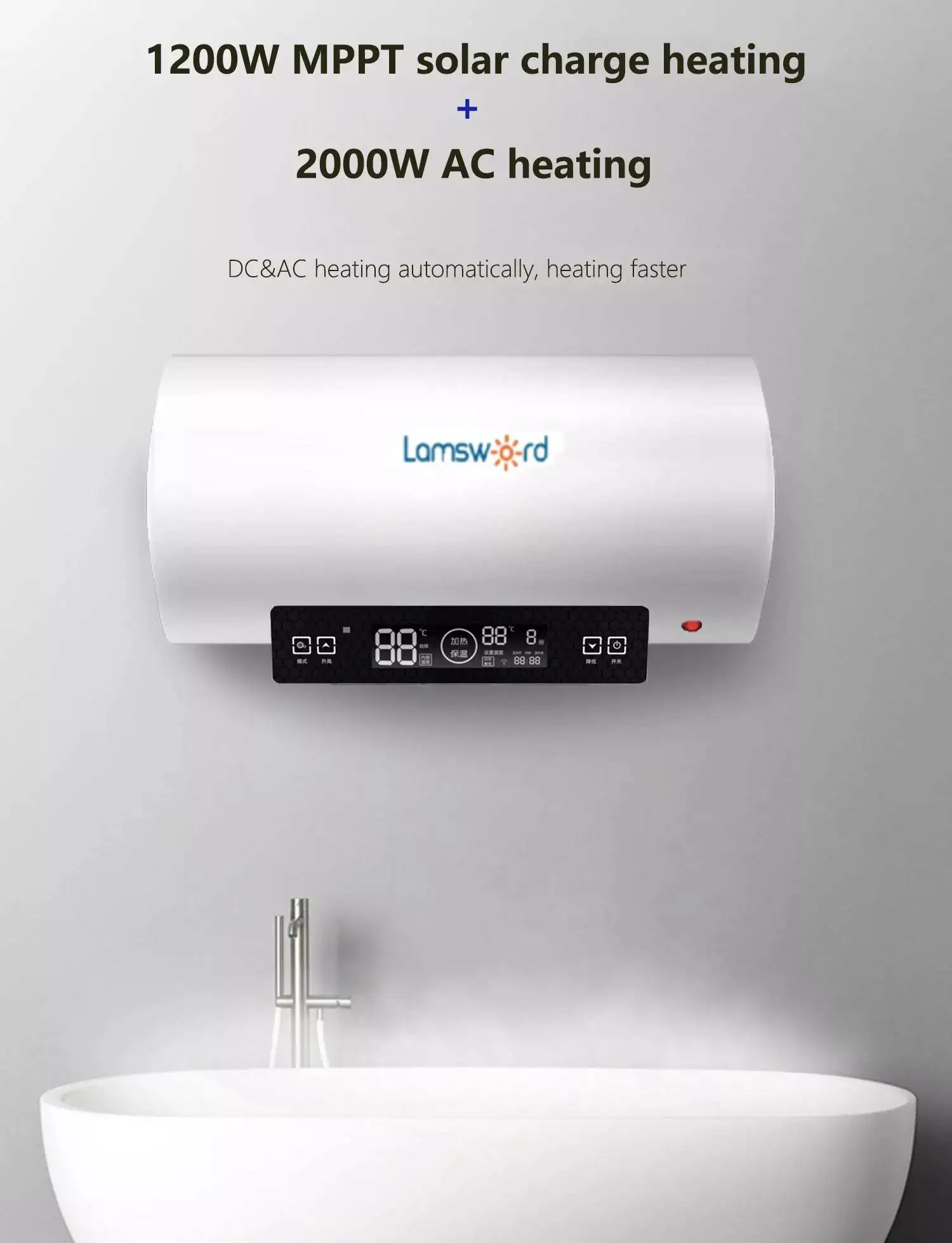 lamsword  shenzhen 100L 150L 200L solar home heating hot water systems flat plate 12v immersion solar water heater for thailand