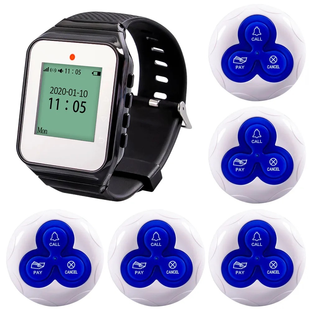 Wireless Waiter Wrist Watch Pager and Call Button Paging System