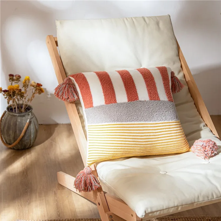 Особенно эластичная вязаная наволочка с бахромой, Всесезонная Мягкая Наволочка для подушки, подходит для спальни