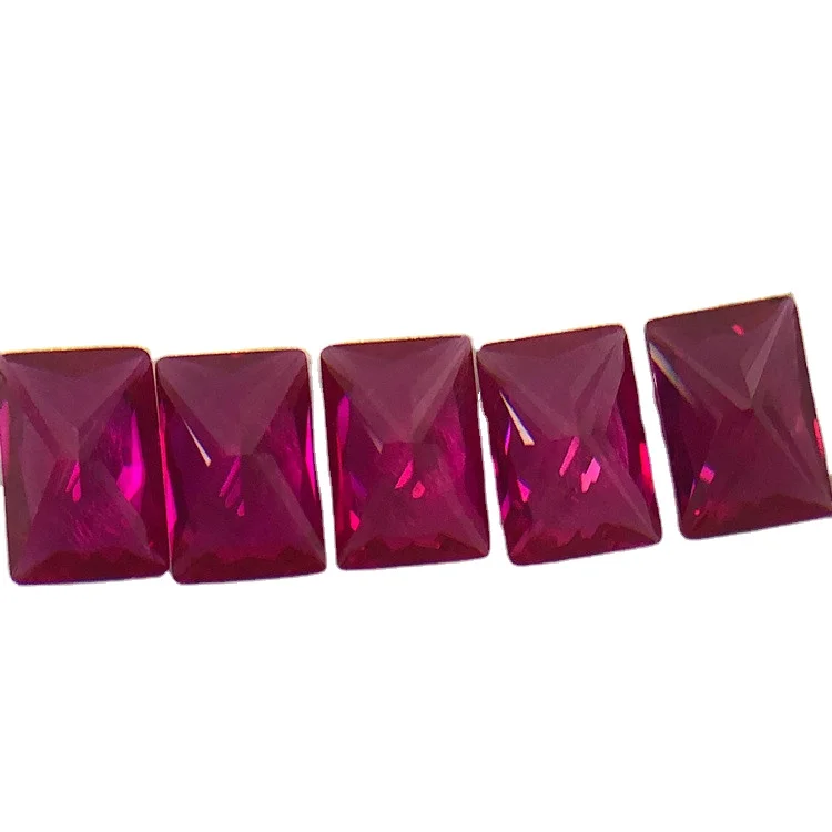 Red synthetic gems 5# rectangular 4x6mm corundum rubies baguette small stone rectangle cut ruby