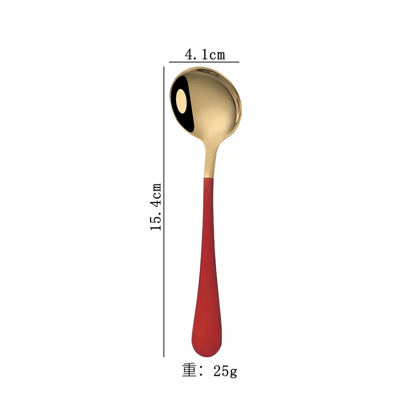High Quality cheap colorful Korean style spoon stainless steel Round spoon