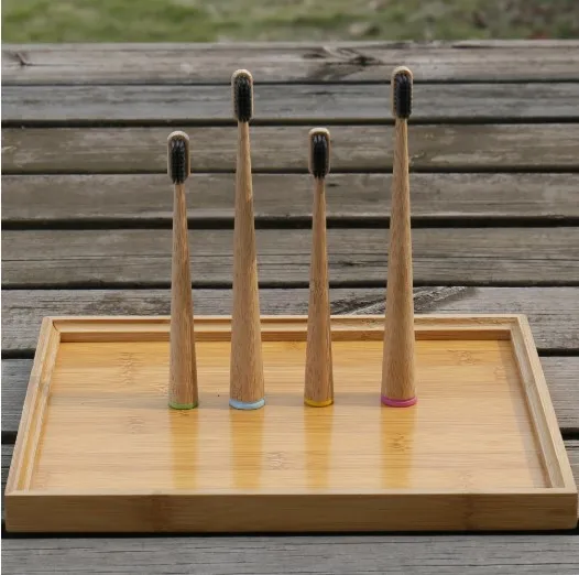 Unique cone handle bamboo toothbrushes