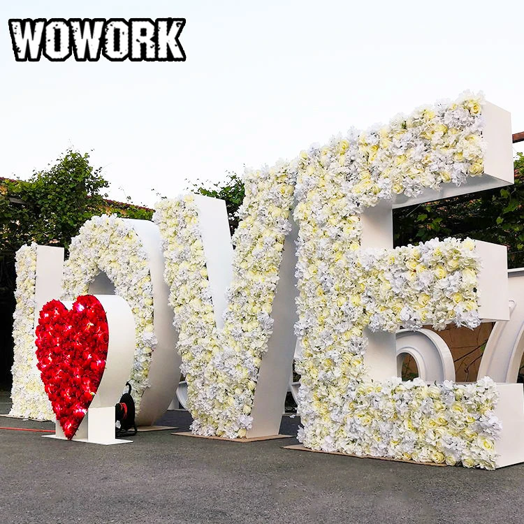 2025 WOWORK 4ft 5ft 6ft 7ft Wedding Flower Letter and Plants Decorative for